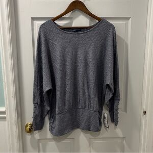 NWT Democracy Dolman Sleeve Sweater Herringbone Pattern Dusty Blue Size 1x